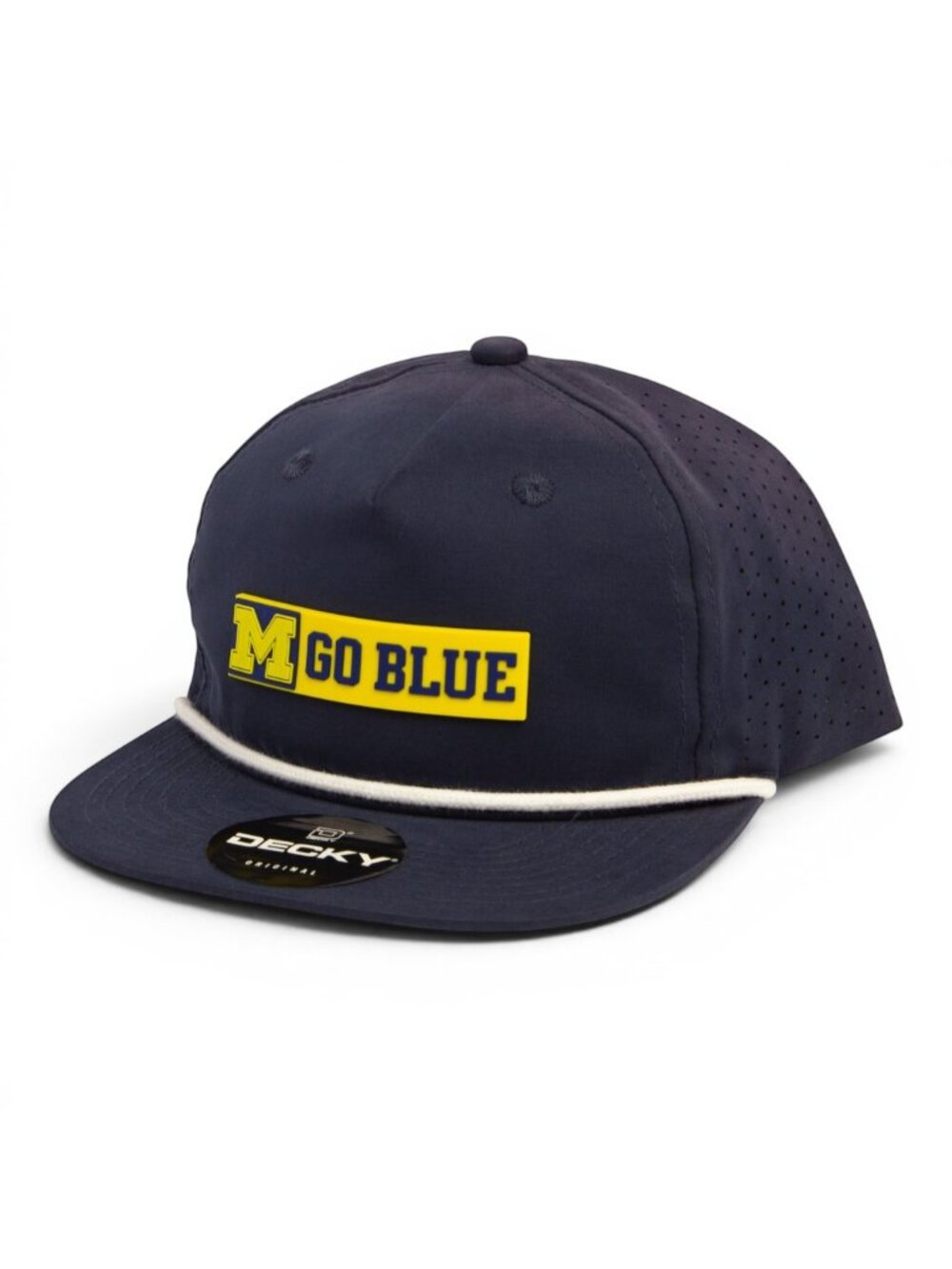 Michigan Wolverines GO BLUE Maize 3D Perforated Rope Hat- Navy/ White